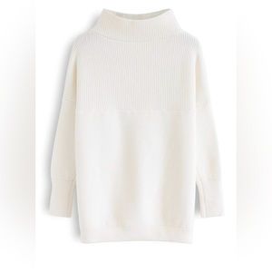 Chicwish cozy ribbed turtle neck sweater in white